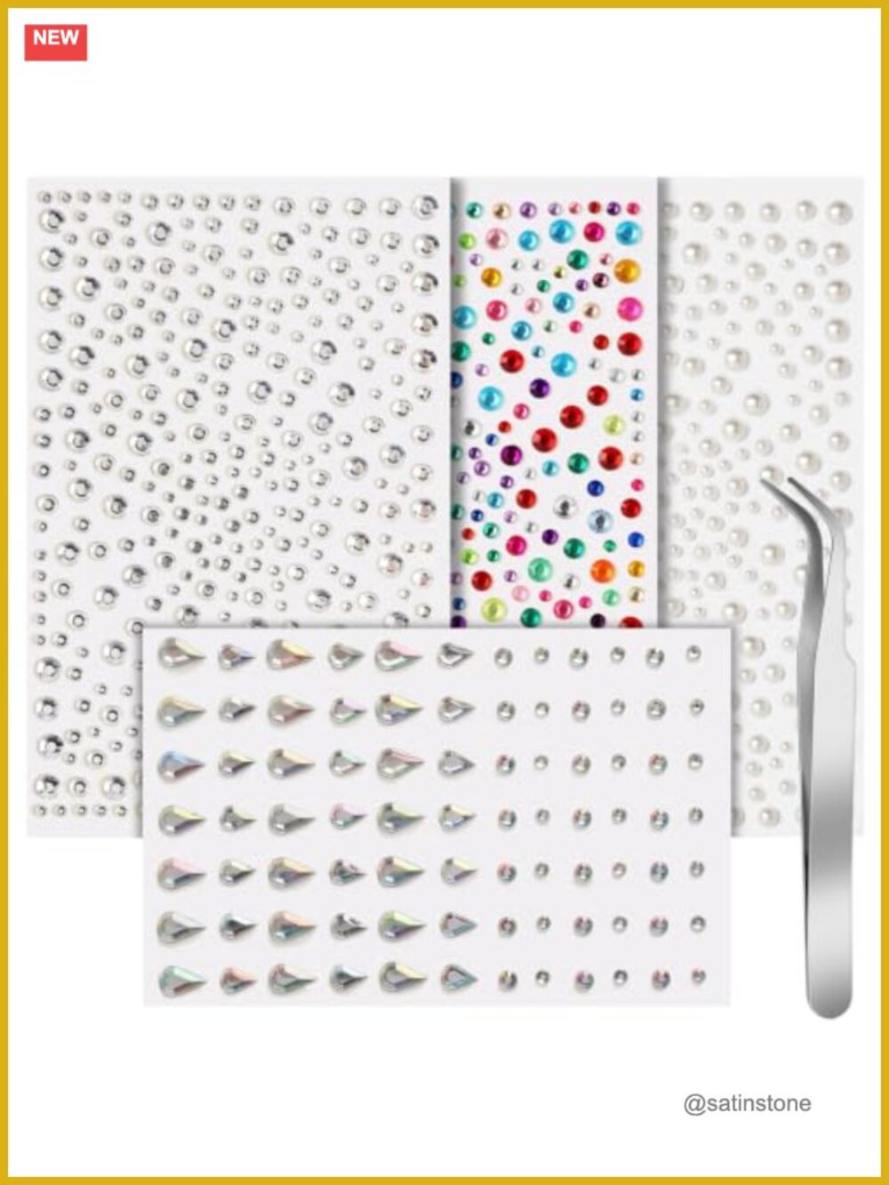 Self Adhesive Face Gems & Pearls Rhinestone Stickers for Makeup Rave Festival